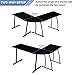 GreenForest L Shaped Desk Glass Corner Computer Gaming Desk 3-Piece Workstation PC Laptop Table for Home Office,Black
