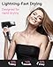 Hair Dryer Ionic Blow Dryer with Diffuser for Curly Hair, 1500W High-Speed Brushless Motor with 150,000 RPM, Fast Drying Low Noise Thermo-Control Hairdryer with Nozzle for Home Travel (Black)