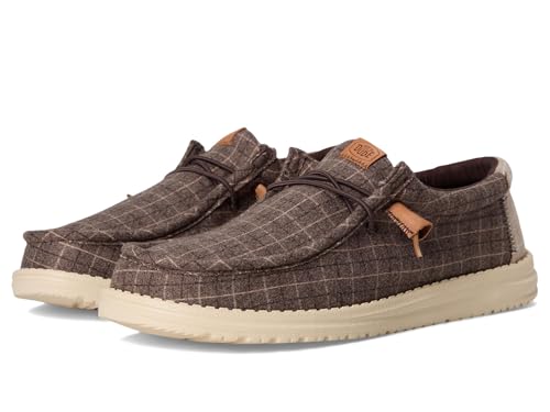 Chaussures à enfiler HEYDUDE Wally Plaid homme velours côtelé marron