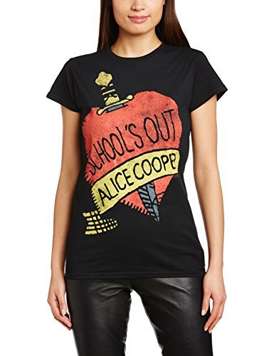 Générique Alice Cooper T-Shirt à Manches Courtes pour Femme School Out - Les Beatles, Paul McCartney, John Lennon, RIngo Starr, George Harrison Générique Alice Cooper T-Shirt à Manches Courtes pour Femme School Out