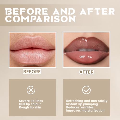 HOSAILY Peel Off Lip Liner Stain Tattoo, Long Lasting Waterproof Lip Stain Peel off, Tattoo Nude Lip Liner and Lip Gloss Combo, Non-Stick Cup Nourishing Lip Gloss Set Lipstick Makeup