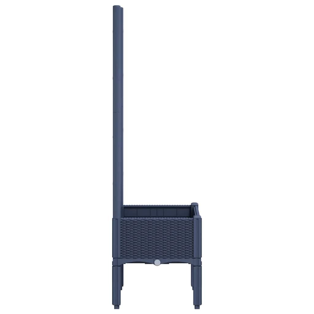 Jardiniere avec Treillis Bleu Gris 40 x 40 x 142 cm PP, Pot Cache Plante Fleur Exterieur Balcon terrasse Jardin, Support Drainage Reserve Eau Design rotin