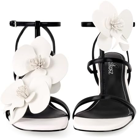 LACIKOSZ Floral High Heels Womens Strappy Sandals Wedding Bride D...