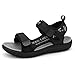 Sandali Mare Ragazzi Sandalo Bambino Punta Aperta Scarpe Estive Ragazzi per Spiaggia Passeggio Parco Acquatico Vacanza Gomma Velcro Nero Grigio Taglia 38