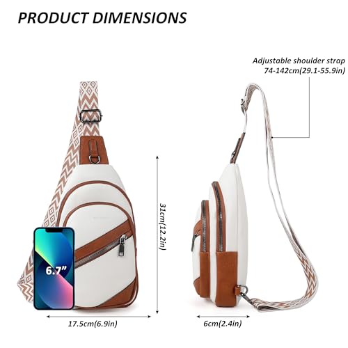 Image of TANTOMI Sling Bag Crossbody Bags for Women Leather Cross Body Bag Trendy Fanny Pack Chest Travel Purse with Adjustable Strap