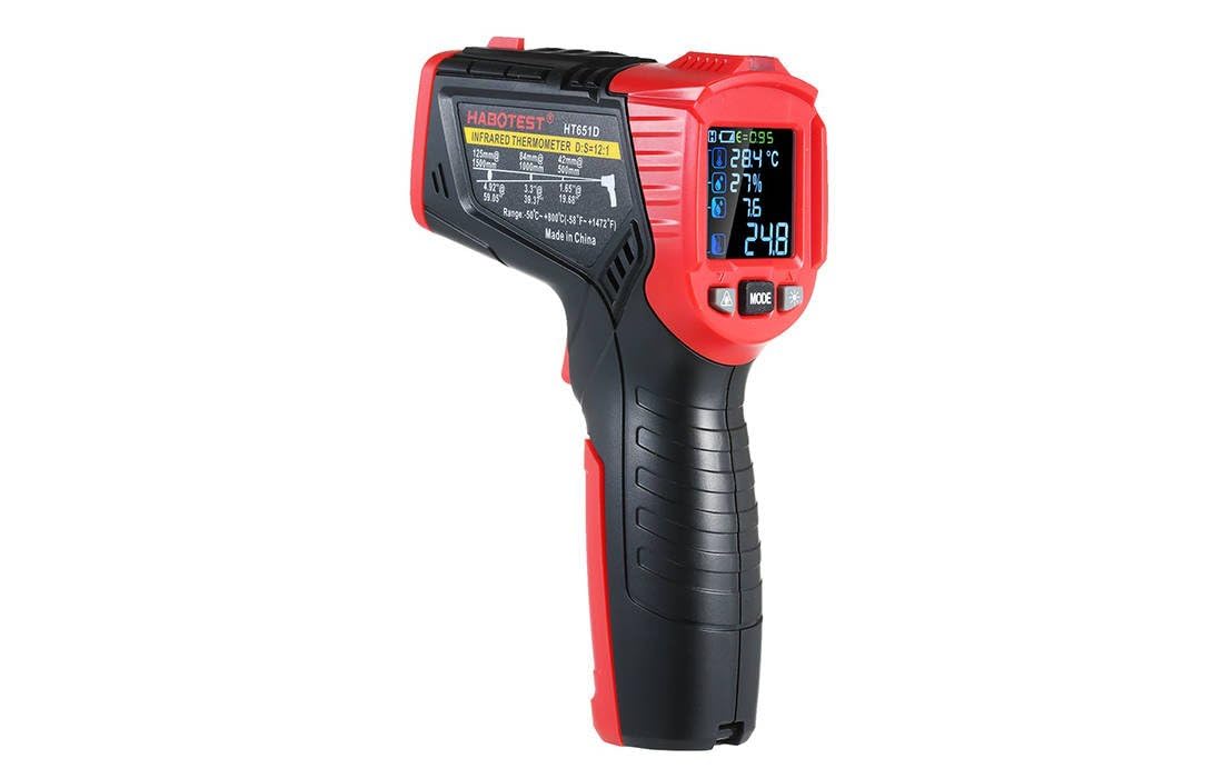 Habotest HT651D Digital Laser Pyrometer, Moisture Meter
