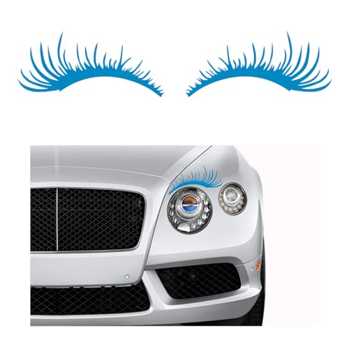 Image of Ohleats 2PCS Car Headlight Eyelash Stickers, Funny Cute Fake Eyelashes Bumper Window Decal, Waterproof Decoration Sticker for Auto Body Headlamp, Universal Exterior Car Accessories (Blue)