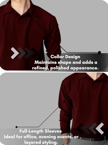 Image of Leriya Fashion Men's Black Long Sleeve Polo T Shirt | Solid Collared Casual Polo Tee for Men | Regular Fit Comfortable T-Shirt for Office, Casual (Available in Plus Size)