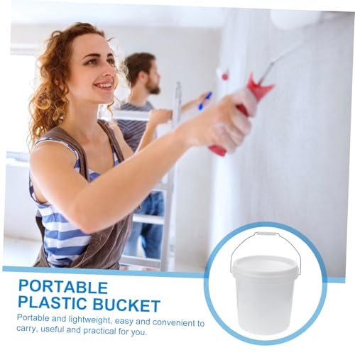 Cubo de 3 galones de plástico blanco ultra resistente con asa metálica y tapa 4