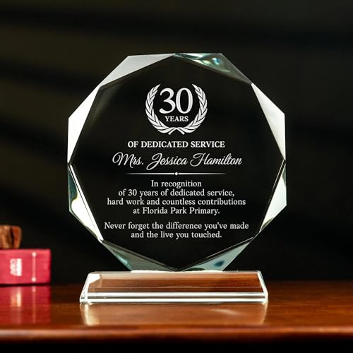 Lucy Engraving Personalized Employee Appreciation Crystal Award - Engraved Gift for Employee Recognition or Retirement - Custom 6 Glass Trophy & Appreciation Plaque