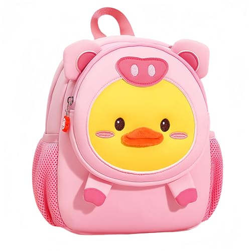 Cute Toddler Backpack for Boys Girls, Preschool Backpack Neoprene Animal Schoolbag, Kids Child Kindergarten Lunch Backpack (Pink Duck)