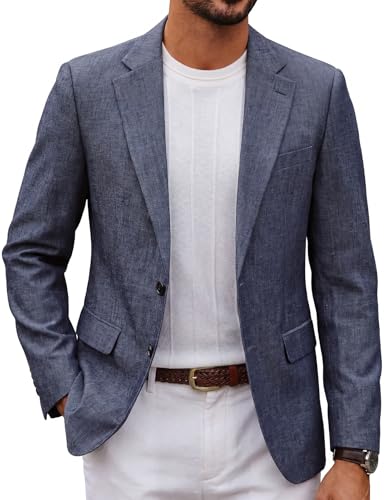 Men's Blazer Casual Sport Coat Two-Button Suit Jackets Lightweight Sport Coats Blazer Blue