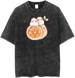 تيشرت رمادي باهت بتصميم ارنب لطيف كاواي مقاس كبير 72