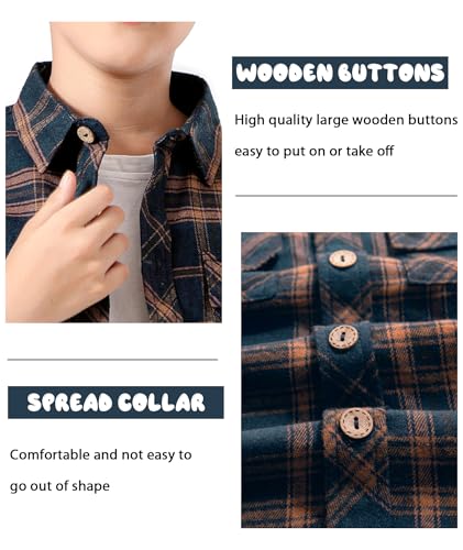 Boys Plaid Flannel Shirts Long Sleeve Casual Button Down Shirts Collared Fall Clothes4