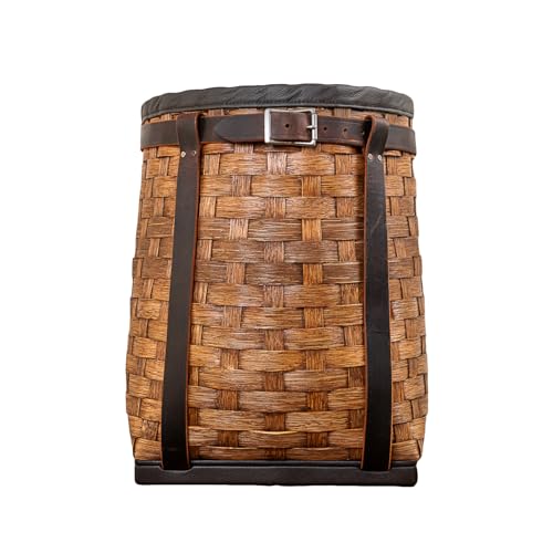Pack Basket, Basket Backpack, Adirondack Style Hunting, Trapping, Guiding Woven Basket Pack with Leather Straps