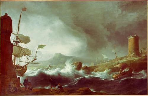 Tableau mer agitée Ludolf Backhuysen toile déco salon 60x90cm