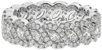 Jewels by Parijaat 3.50 CT Marquise Cut Created White Diamond Halo Prong Set Full Eternity Wedding Engagement Ring In 14K White Gold Plated 925 Sterling Silver - Image 2