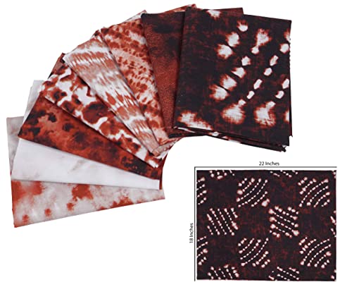 Tissu quilting pré-découpé Soimoi, 8 coupons de patchwork en coton rouge et noir - 5