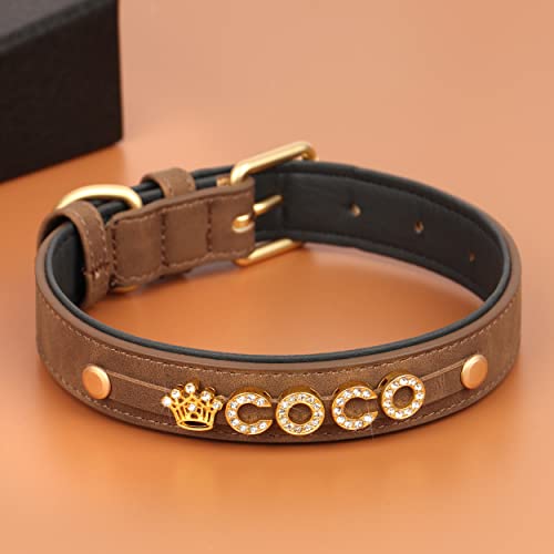 PET ARTIST personalisiert Leder Kristall Hundehalsband mit Bling Name Buchstaben, benutzerdefinierte Funkelnde Strass Hundehalsband für kleine mittlere große