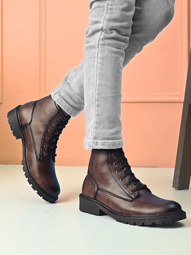 Image of Prolific Men's Ankle Lace-up Boots | High Ankle Boot| Formal, Office & Casual Wear Shoes | Soft Cushioned Insole, Slip-Resistance, Dynamic Feet Support, Arch Support & Shock Absorption