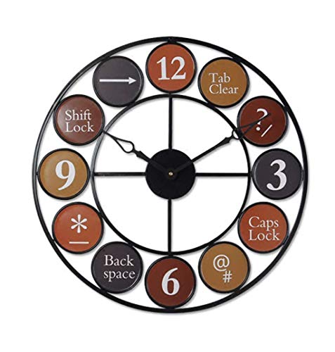 Uhr Klassische traditionelle Wand Kreative runde Stummschaltung Digitale Schmiedeeisenwand Retro Stil Wohnzimmer Bar Cafe (55 cm) (22 Zoll) Moderner
