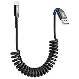 SUNGUY USB C ケーブル 0.4Mから1Mまで 伸びる 最大3A急速充電 タイプc 伸縮自在 USB2.0データ転送 コイル型 PU素材 高耐久性 USB-A to USB-C ケーブル iPhone16 / 15シリーズ/Galaxy S24 /iPad Pro/iPad air第5世代 /Xperia/Pixel その他Type-C機器対応 ブラック