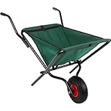 Folding Wheelbarrow - Collapsible Garden Cart with 80lb Capacity, Storage Pouches, and Padded Handles - Wheelbarrows for Lawn Care by Pure Garden (Green)