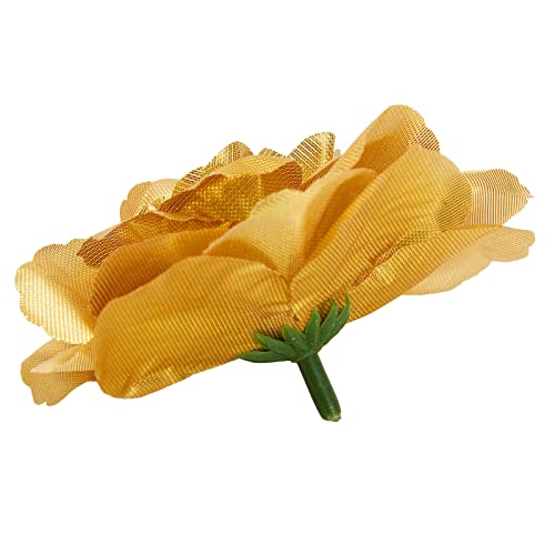 Image of Bright Creations Gold Flowers Artificial Roses - 50-Pack, 3 in, Stemless Silk Rose Heads for Home & Wedding Decor & Faux Bouquets & Floral Accents