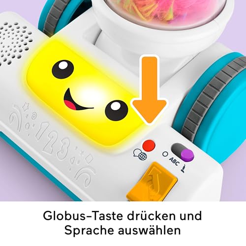 Fisher-Price Lernspaß-Spielzeug für Kleinkinder, 2-in-1-Staubsauger mit Staubwedel, Lichter und Musik für das Rollenspiel für Kinder ab 2 Jahren mehrsprachige Version, JMM33