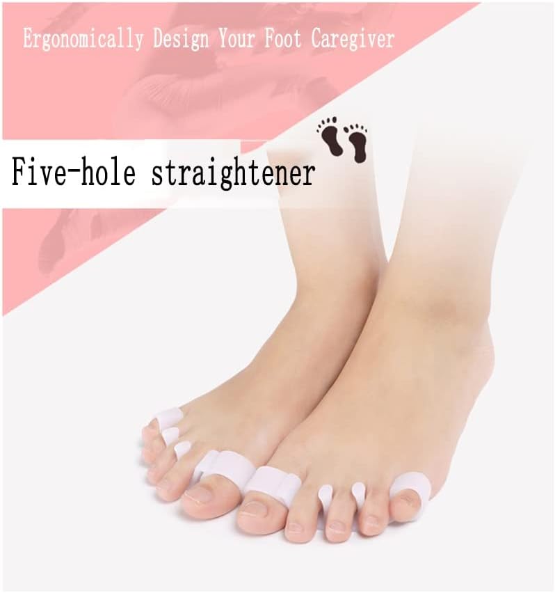 DEAVER Toe Separators for Overlapping Toes, Gel Silicone Toe Straightener Corrector, Toe Spreader Spacers for Hallux Valgus Tailors Claw and Crooked Toes