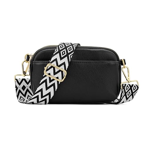 Sac Bandoulière Femme Cuir 3 Poches Sac Banane Pratique