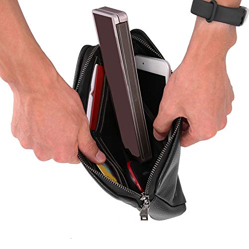 Brrnoo Zipper Wallet, Fingerprint Lock Leather Handbag Wallet Men Smart Fingerprint Security Anti Theft Handbag Men Zipper Leather Wallet3