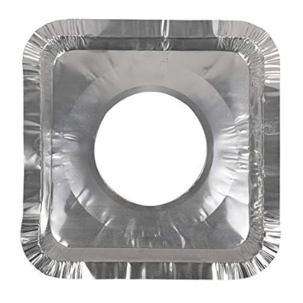 Freshee Stove Liner Cover Cleaners | Disposable Aluminium Burner Guard | Foil Burner Covers | Burner Protector Sheet |Gas Stove Mats for Fast Kitchen Cleaning, Square - 16 Pieces