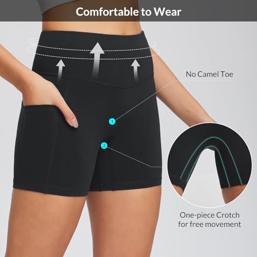baleaf Sweatleaf Women's Workout Shorts Light Compression High Waisted Yoga Spandex Volleyball Biker Shorts 3 Pockets4
