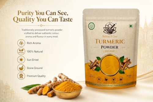 Image of SCM Natural & Desi Turmeric Powder, 100% Pure Haldi, Stone Ground, Sun Dried, High Aroma,250g