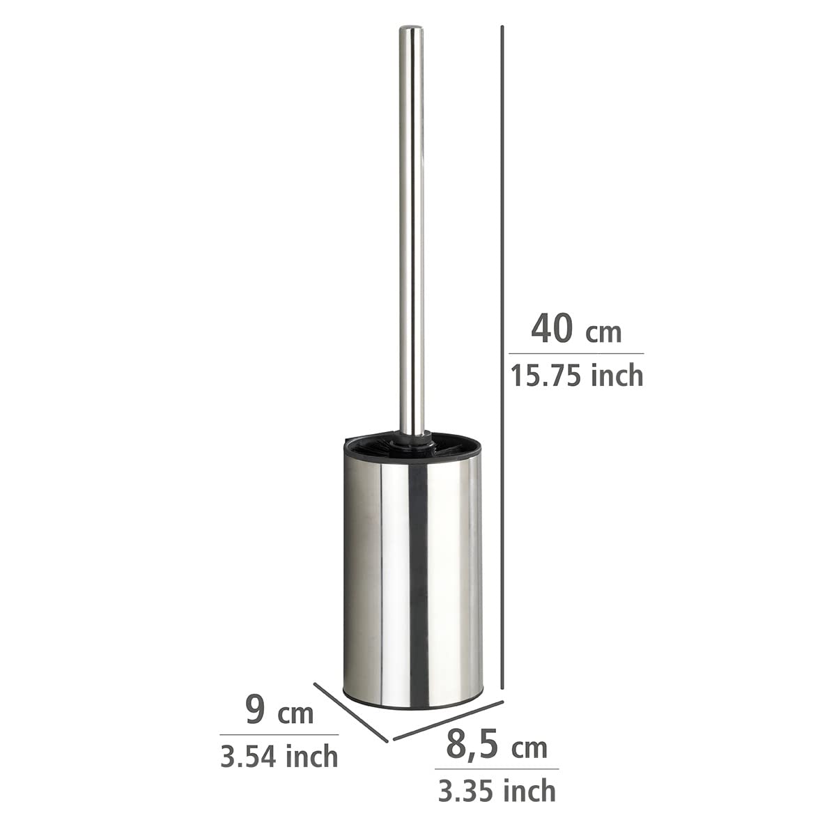 WENKO 23355100 Turbo-Loc® zestaw szczotek toaletowych Detroit, stal nierdzewna, 8,4 x 39,9 x 8,9 cm