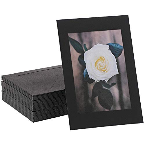 Marco de fotos de cartón con caballete de papel Kraft (negro, 10...