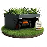 novaterra® Garage für Mähroboter aus Metall - B 60 × T 70 × H 39,6 cm - Premium Rasenroboter Garage mit abgeschrägtem, bepflanzbarem Dach - kompatibel mit gängigen Mähroboter Modellen