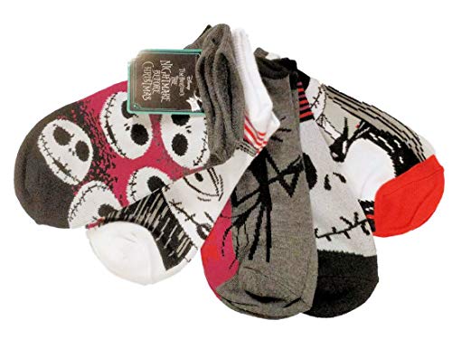 Disney Nightmare Before Christmas Women's 5 Pack No Show Socks (4-10, Pink, Blue, Gray)