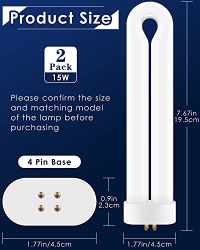 2 Pack Ful15W Bl Replacement Bulbs With 4 Pin Base, U Shaped Lamp Tube Compatible With Flowtron Bk-15D, For Stinger Fp15, For Tz15, For Bb-15Wht, Indoor Outdoor Replacement Light Bulbs For T6 T8 T9 #TOP2