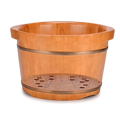 Katzowen Bañera para pies de roble, bañera masajeadora para pies, spa para pies doméstico, lavado de pies (Color: 24 cm sin tapa)