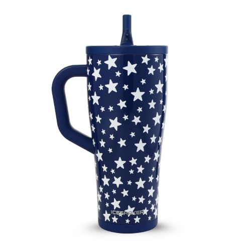 Image of Ice Shaker 32 oz Tumbler with Handle and Straw | 32oz Star Spangled | Cold for 30+ Hours | 2-in-1 Tumbler Shaker Bottle | Odor-Free 32 ounce Bottle for Water, Protein Shakes, Smoothies, Cocktails