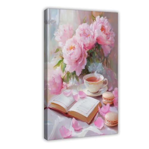 NXCUIB Pink Floral Book Art Reading Nook Decor Feminine Bookish