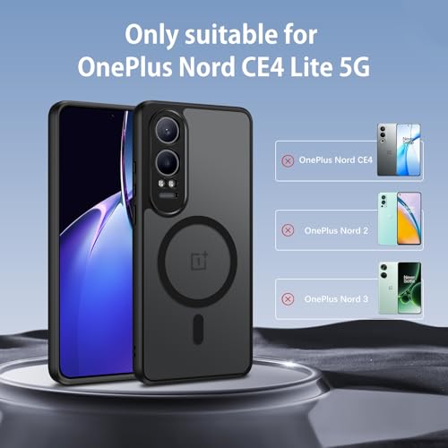 Image of BENTOBEN Hybrid Translucent Matte Back Cover Case for OnePlus Nord CE4 Lite 5G, Full Body Camera Protection, Wireless Charging Compatible, Armor Shockproof Bumper Case for OnePlus Nord CE4 Lite, Black