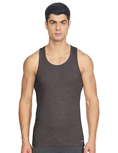 FCUK Men’s Solid Vest (FVT01-N_Charcoal Melange_Small)
