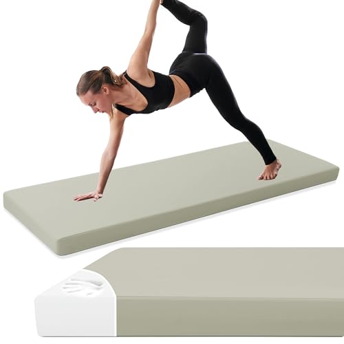 MABOZOO 3-Inch Thick Yoga Mat, 68″x24″ Extra Thick PU Leather Exercise Mat, High-Density Foam Gymnastics Cushion for Yoga, Fitness, Pilates, Stretching