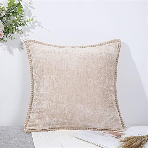 OYIMUA Soft Chenille Beige Cushion Covers 45 x 45 Set of 2,Farmhouse Decorative Trimmed Edge Pillowcase Natural Cushion Covers 18x18 Outdoor