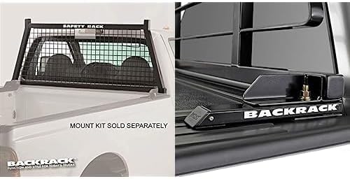 RealTruck Backrack Three Light Rack Frame + Hardware Kit for use w/Low-Profile Tonneau Cover, Combo | No Drill, Black | 148TL + 40167 | Fits 2019-2025 Dodge RAM 1500 All beds w/o RAMBOX Cargo MGMT