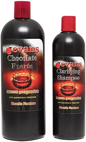 YSSER evans COMBO PACK Brazilian Keratin Hair Smoothing Treatment Blowout Straightening System - Strong 32 fl oz + Clarifying Shampoo 16 fl oz. 2 Piece Set
