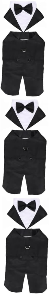 NOLITOY 3pcs Dog Formal Tuxedo Suit for Pets Elegant Cotton Outfit Bow Tie for Weddings Birthdays and Special Occasions Pet Formal Wear for Dogs